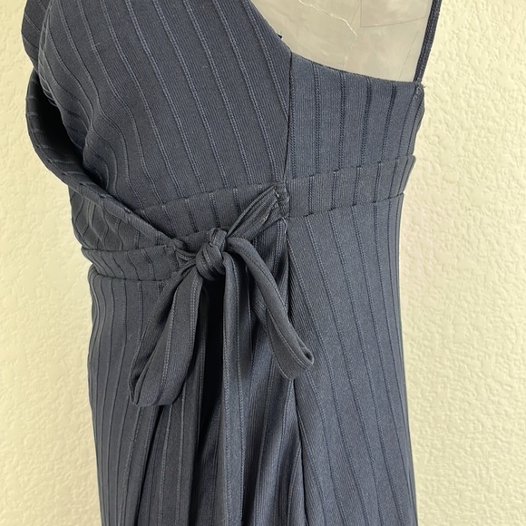 Zara V Neck Low Back Ribbed Midi Wrap Dress - Picture 4 of 7